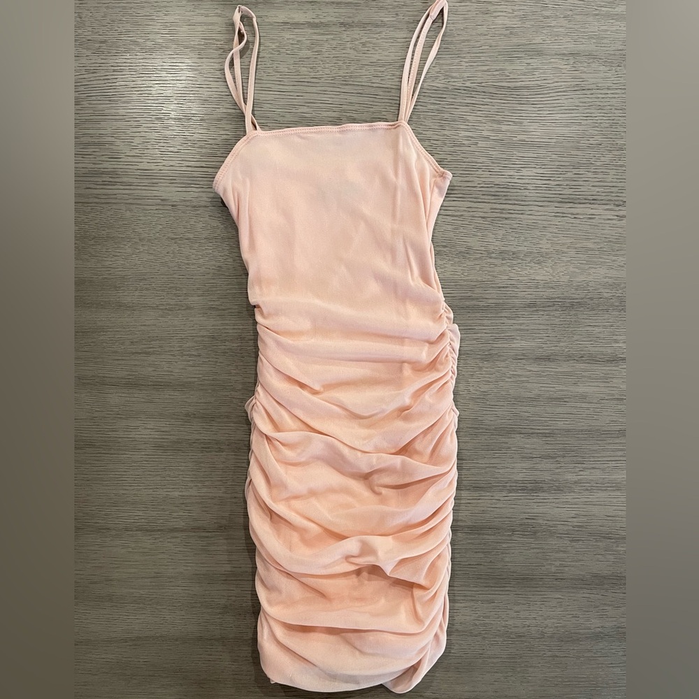 SHEIN Light Pink Ruched Mini Dress